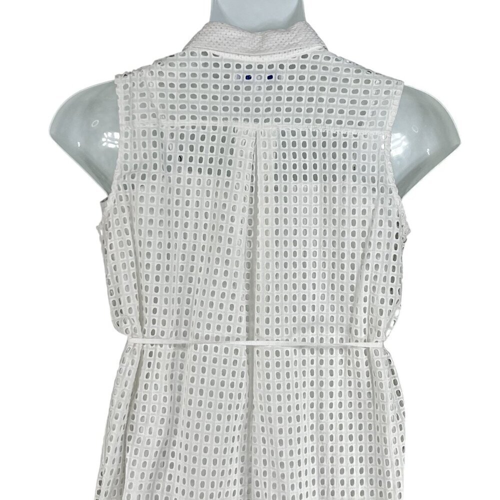 Reed NEW Women M Novelty White Eyelet Shirt Dress Button Up Preppy Cottagecore - Picture 9 of 16